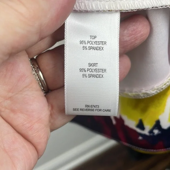 Just…Taylor Navy Striped and Pink Green Floral Gold Zip back Dress Size 4 - Picture 5 of 10